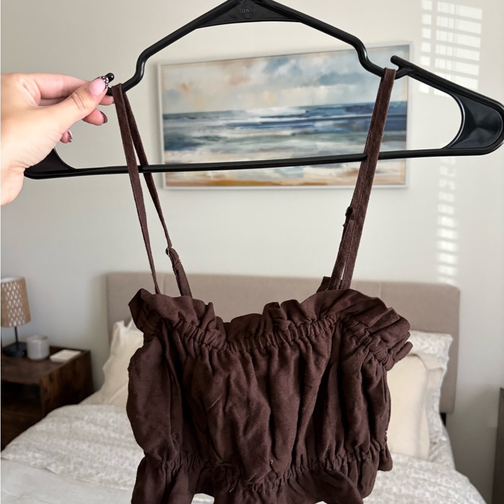 Wild Fable Brown Ruched Top - Picture 4 of 6